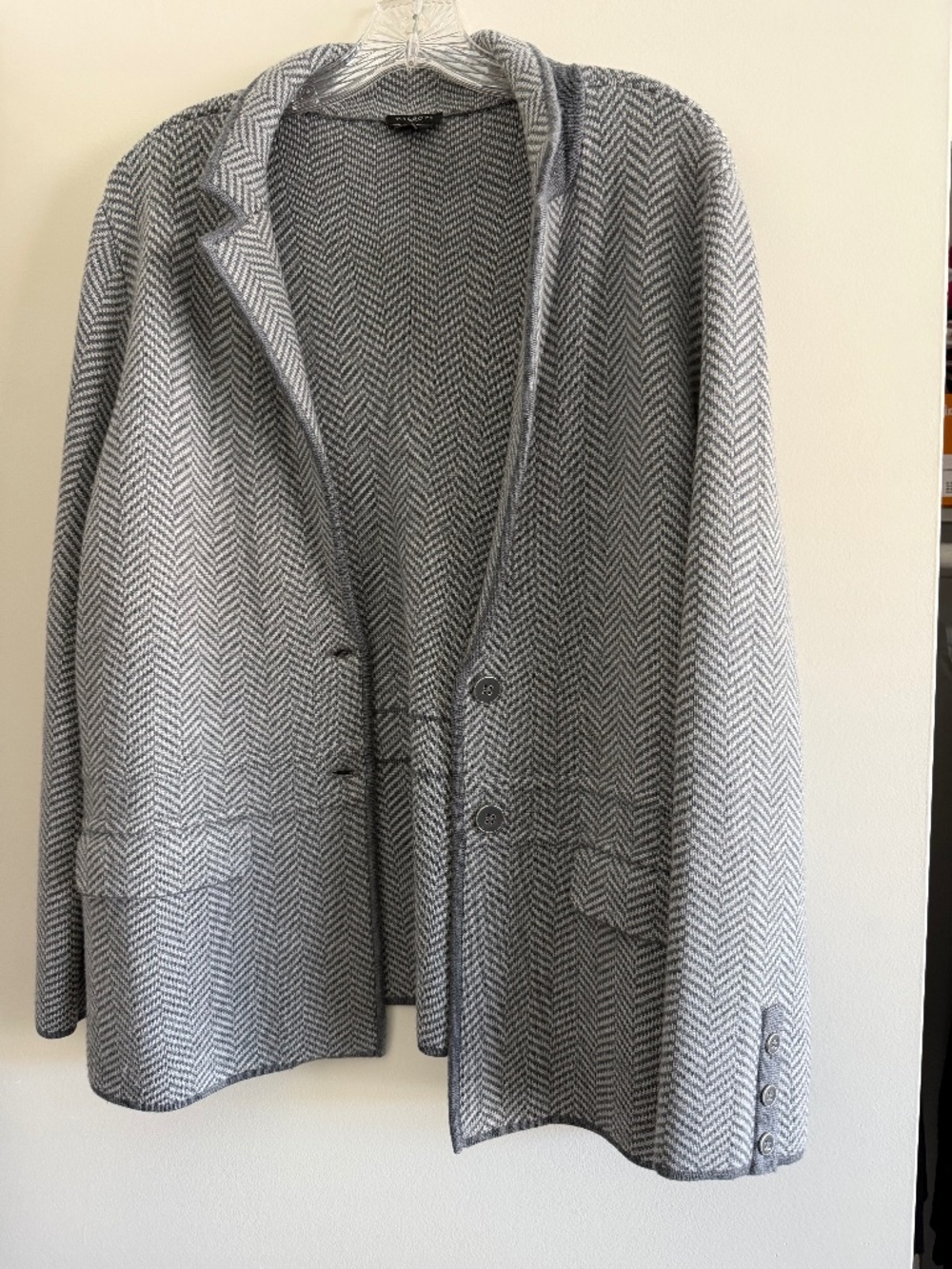 Talbots Pure Merino Wool Gray Herringbone Blazer